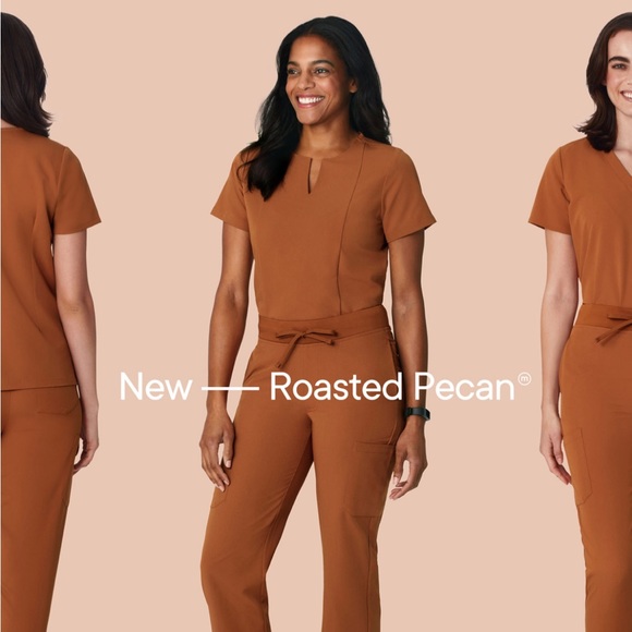 Mandala Scrubs in Toasted Pecan High Waisted Joggers Petite XS - Picture 2 of 2